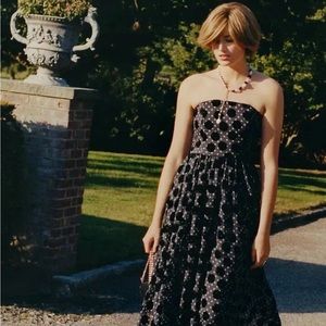 Anthropologie Velvet Polka Dot Maxi Dress new nwt size 12 black COLOR